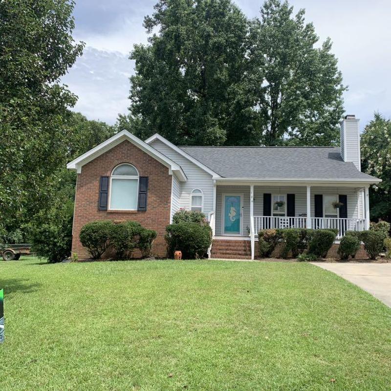 Asphalt shingle roof replacement on residential house