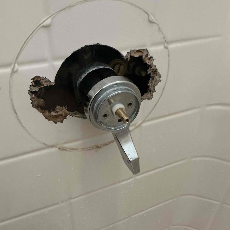 Mix-It shower cartridge installed in tiled wall opening