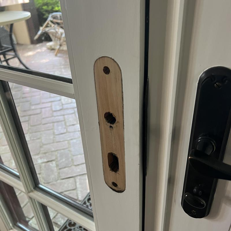 Door lock mortise and knob replacement on patio door