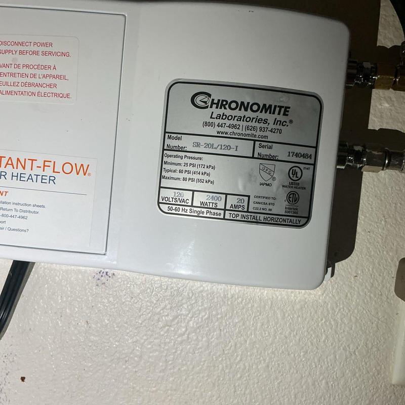 Instant-Flow under-sink water heater installation