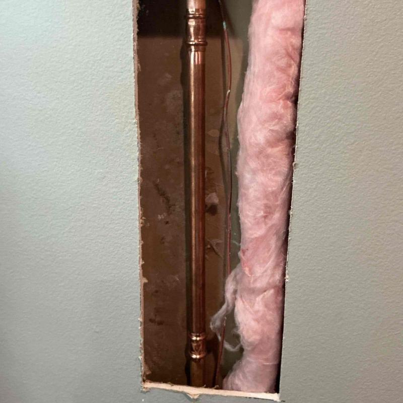 Copper water pipe with repair couplings installed