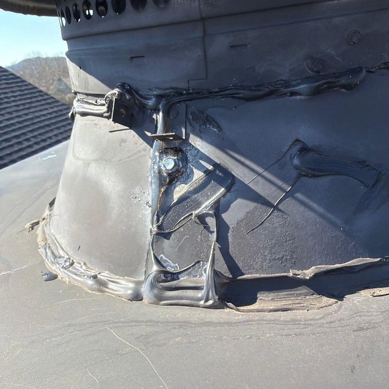 Roof vent flashing with sealant repairs