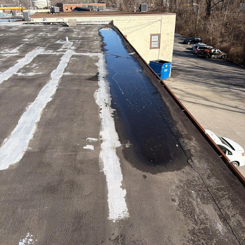 Flat roof waterproofing and drainage inspection