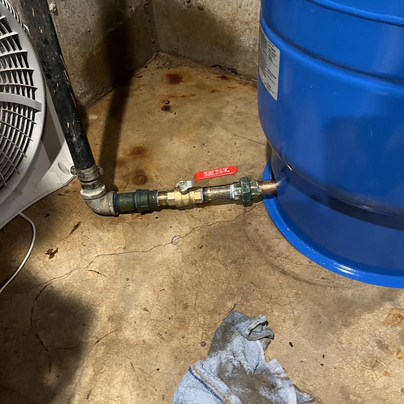 Well pressure tank with new valve and piping