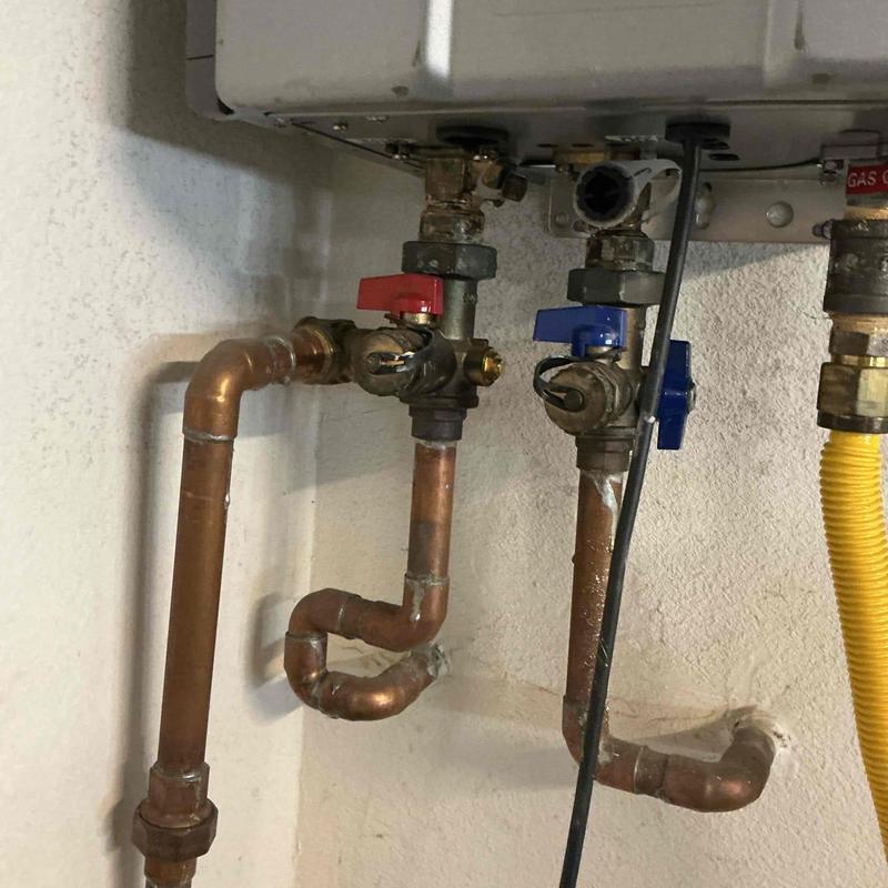 Rinnai tankless water heater hot and cold valves