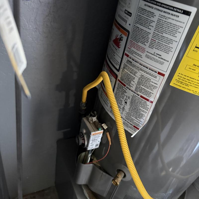 Water heater gas control valve and yellow flex line connection