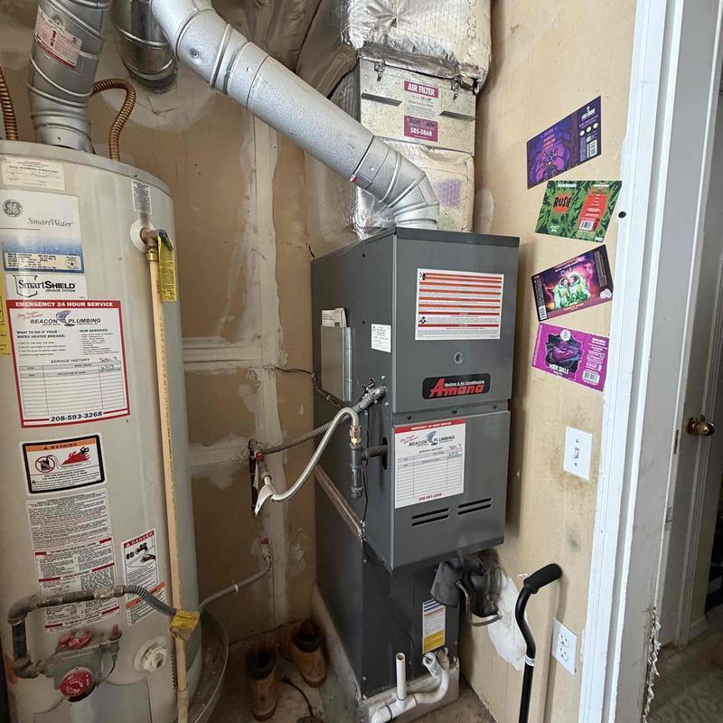 Furnace unit with new temporary 2-inch filter installed Furnace unit with new temporary 2-inch filter installed