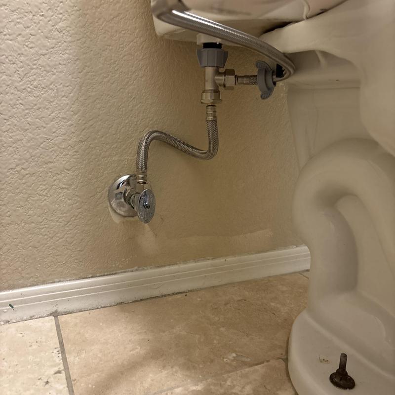 Bidet seat water supply valve and connection in bathroom
