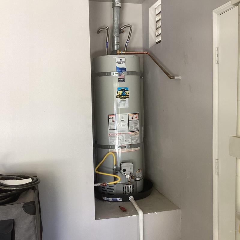 50-gallon Bradford White water heater installation