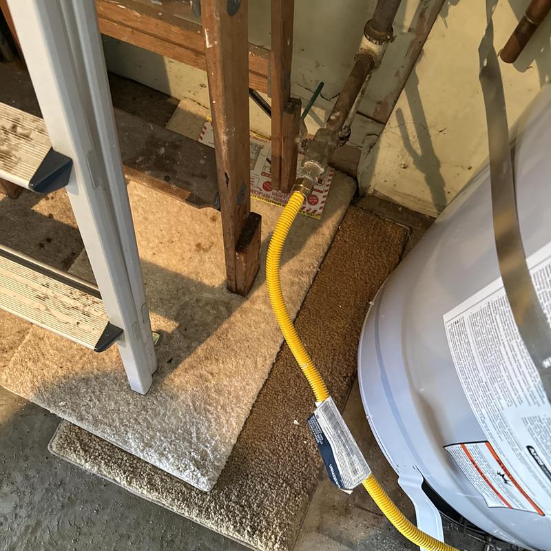 50-gallon water heater with new gas supply line