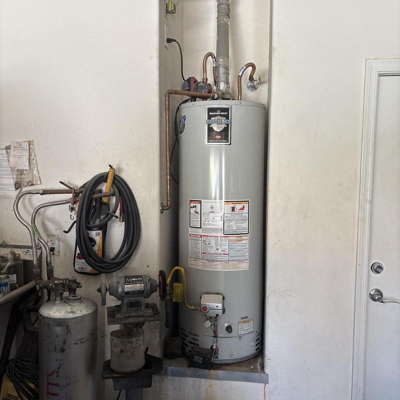 50 Gallon Gas Water Heater with Piping in Garage