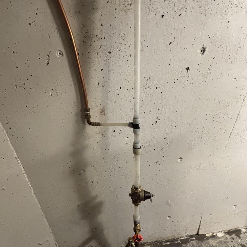 PRV valve and gate valve with piping in basement PRV valve and gate valve with piping in basement