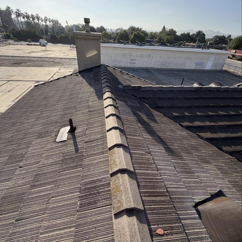 Flat tile roof ridge and vent inspection, Covina property Flat tile roof ridge and vent inspection, Covina property