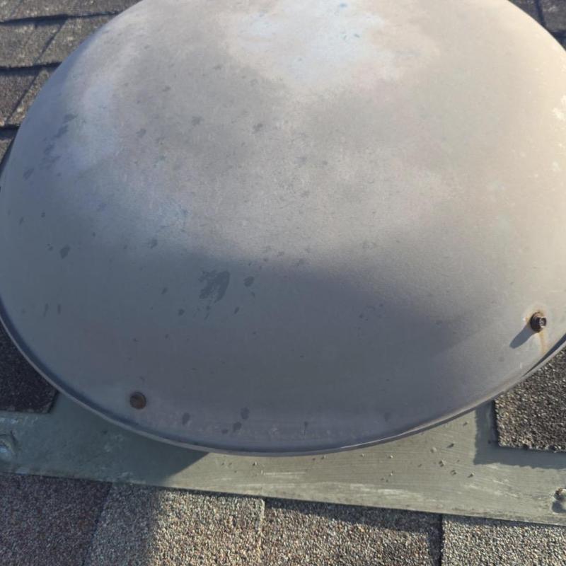 Roof vent cover with weathering and rust spots