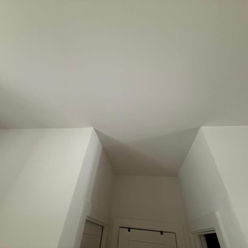 Ceiling with patch and paint repair in hallway corner