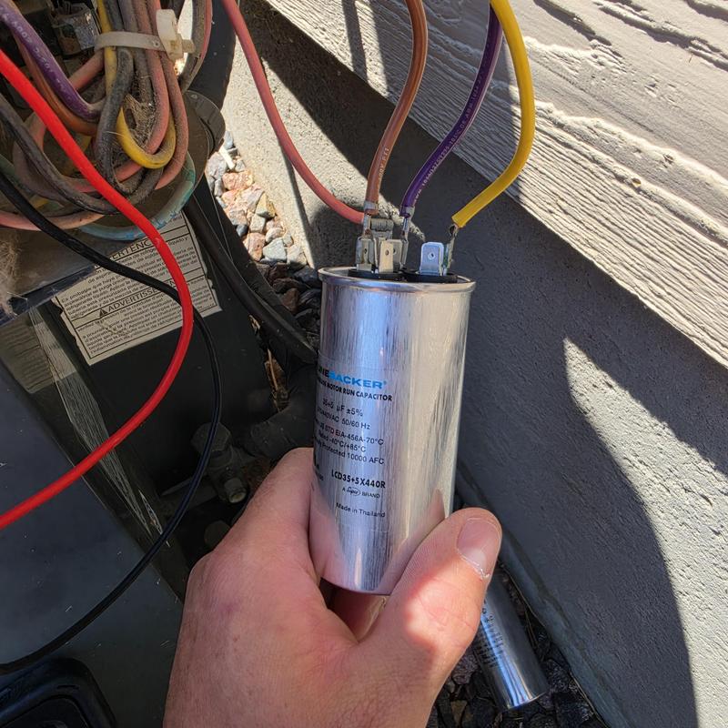 Voltage run capacitor replacement on Goodman air conditioner