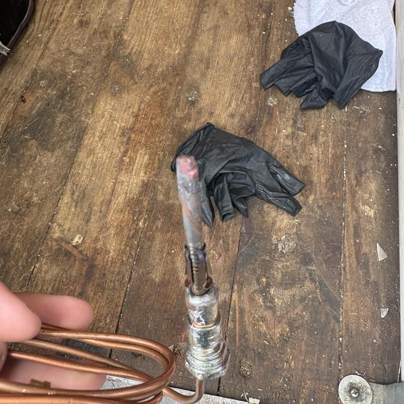 Burnt thermocouple from gas pilot assembly Burnt thermocouple from gas pilot assembly
