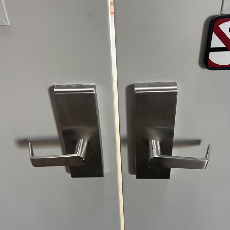 Commercial door lever handles with locks, business entry