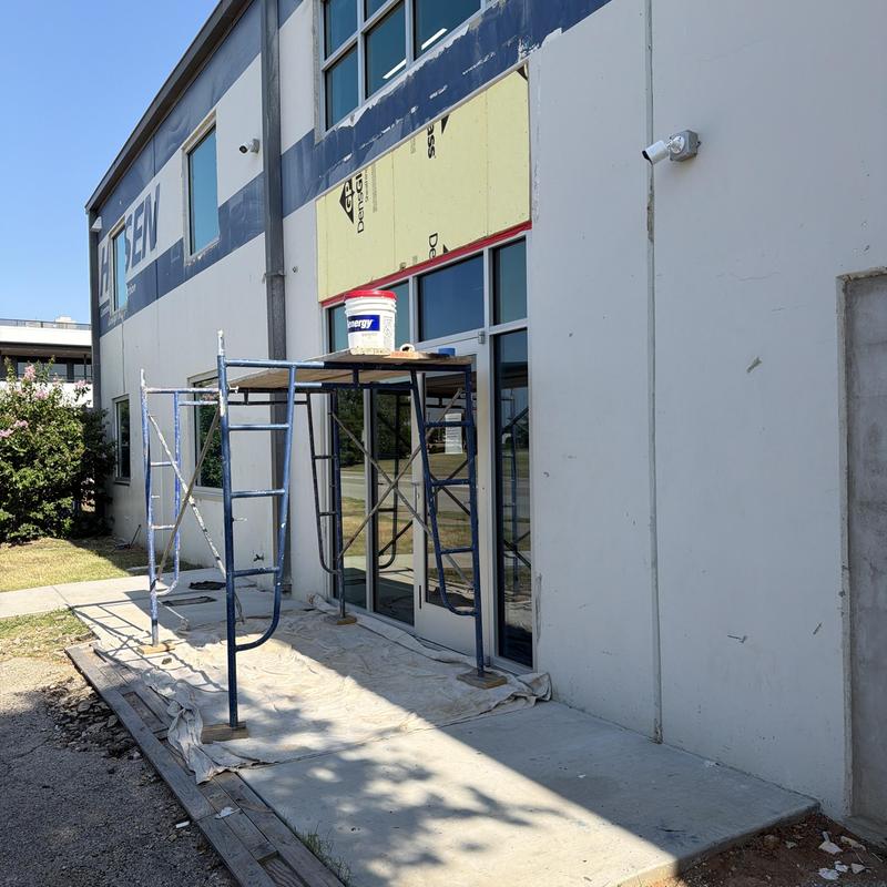 Building exterior waterproofing and stucco application scaffolding Building exterior waterproofing and stucco application scaffolding