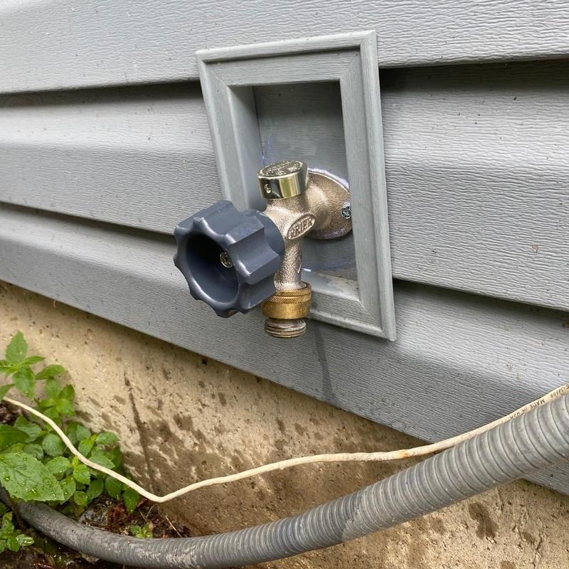Hose bib with shut off valve on exterior wall Hose bib with shut off valve on exterior wall