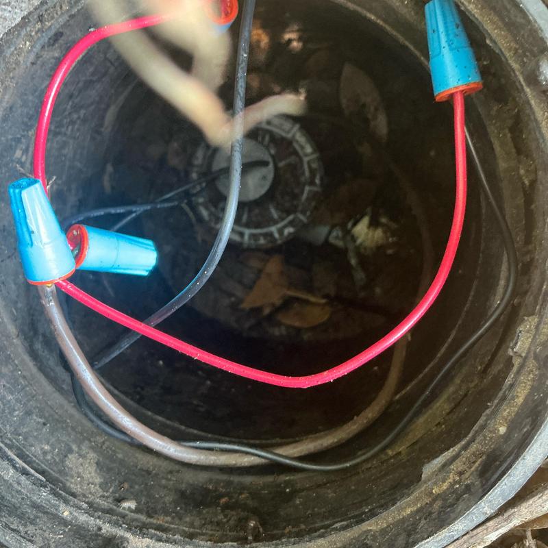Sprinkler solenoid valve wiring with wire nuts inside valve box Sprinkler solenoid valve wiring with wire nuts inside valve box