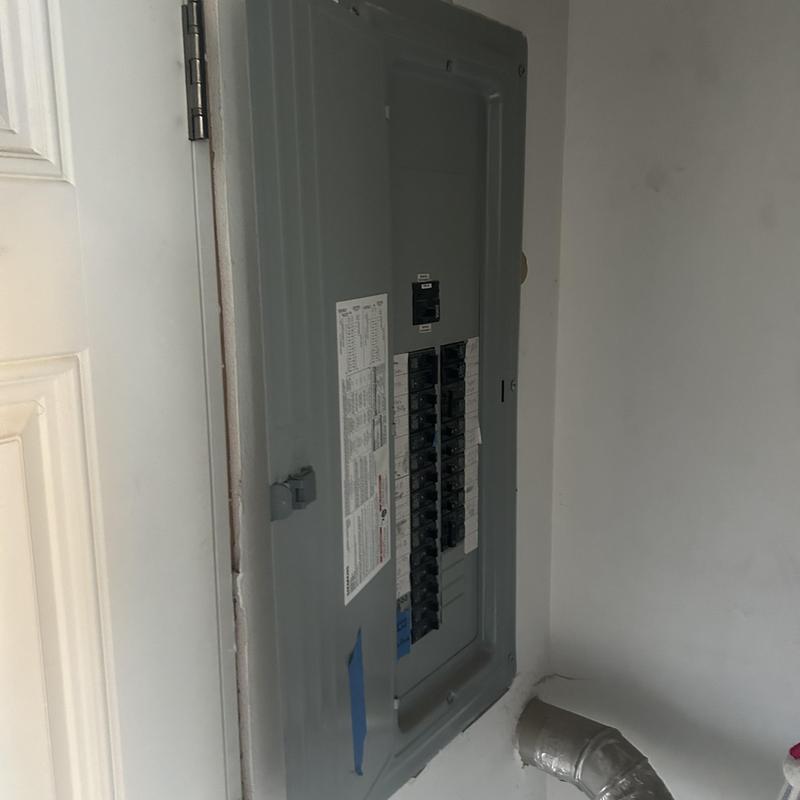 Electrical panel with circuit breakers in residential space Electrical panel with circuit breakers in residential space