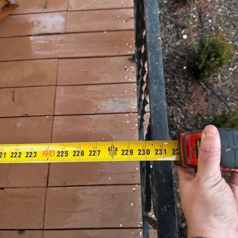 Deck railing measurement using tape measure tool