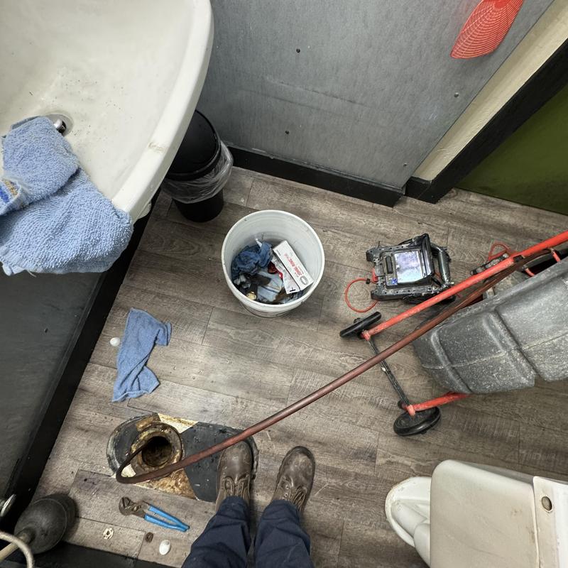 Toilet flange and line camera inspection with tools Toilet flange and line camera inspection with tools
