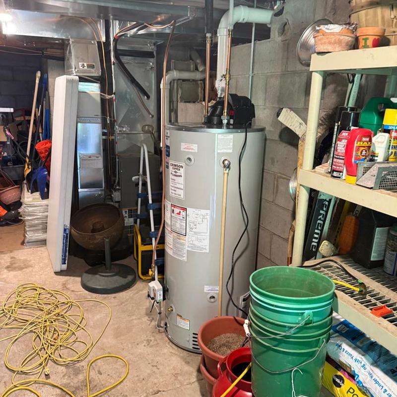 Atmospheric water heater installation in basement room Atmospheric water heater installation in basement room