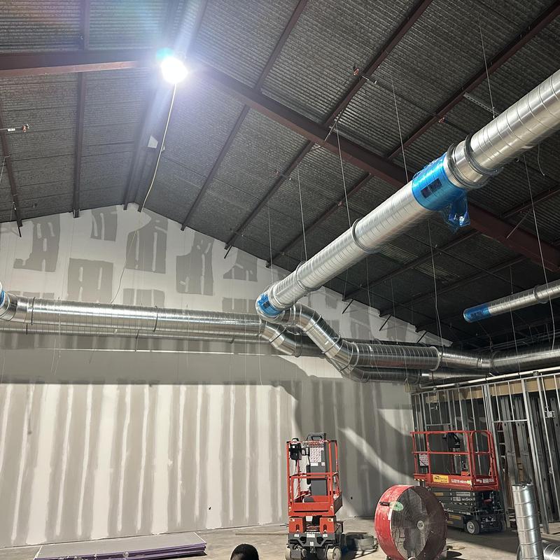 Double wall insulated ductwork installation in retail store