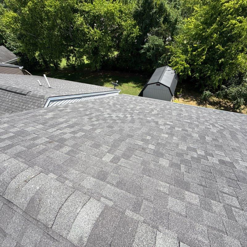 Asphalt shingle roof with granule loss and wear