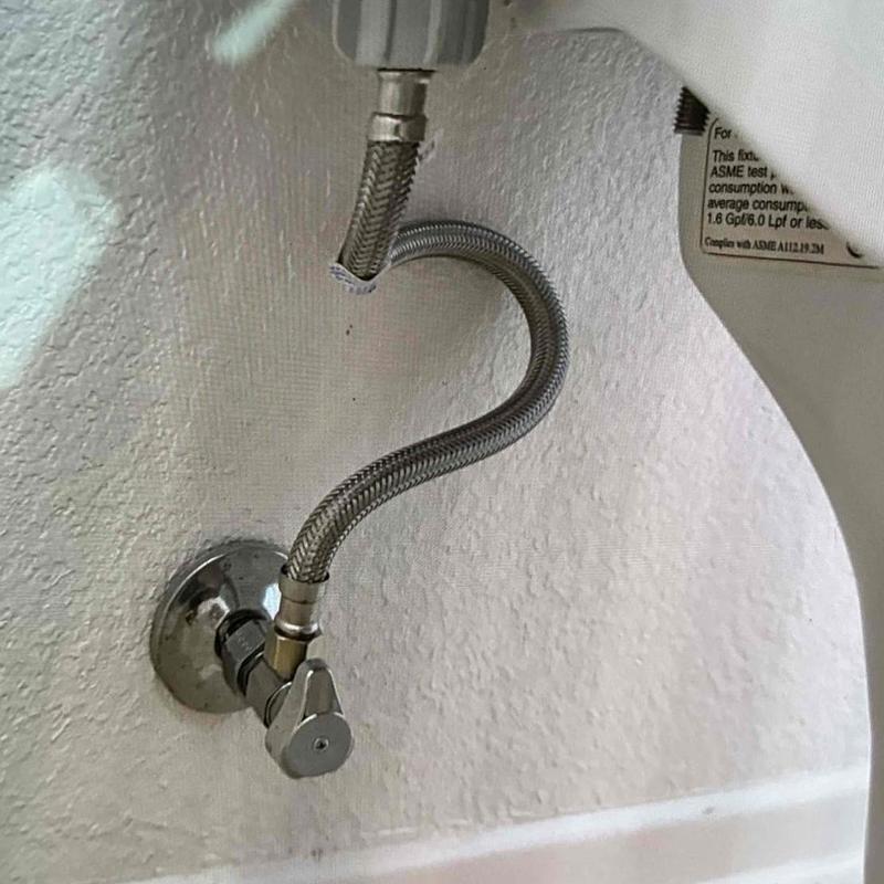 Quarter-turn angle stop with braided supply line installed