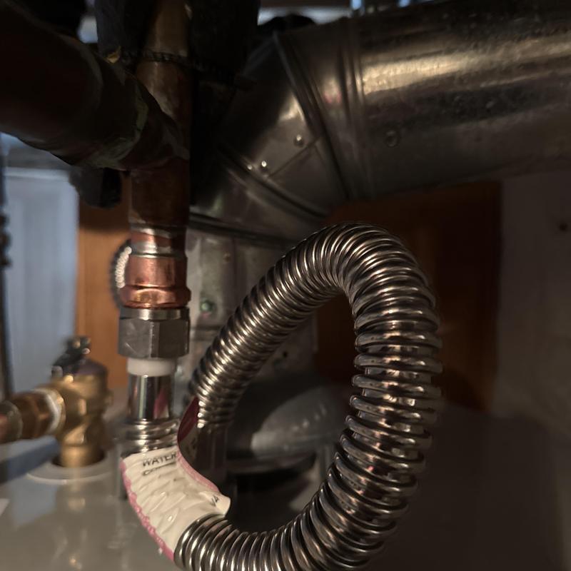 Water heater flexible gas supply line installation