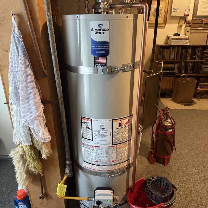 Bradford White water heater installation with new piping