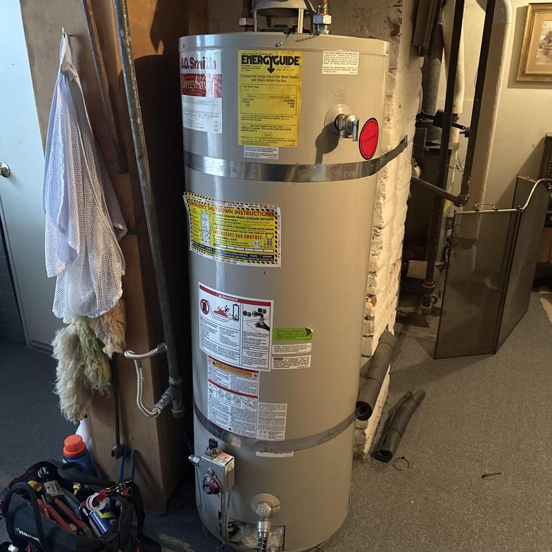 Bradford White water heater installation in basement