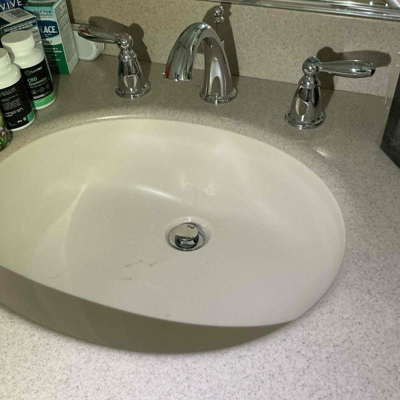 Widespread faucet and pop-up assembly installation