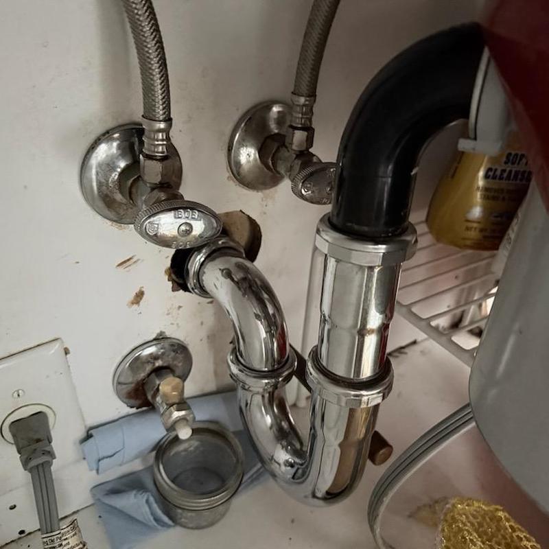 Kitchen sink angle stop and drain pipe installation
