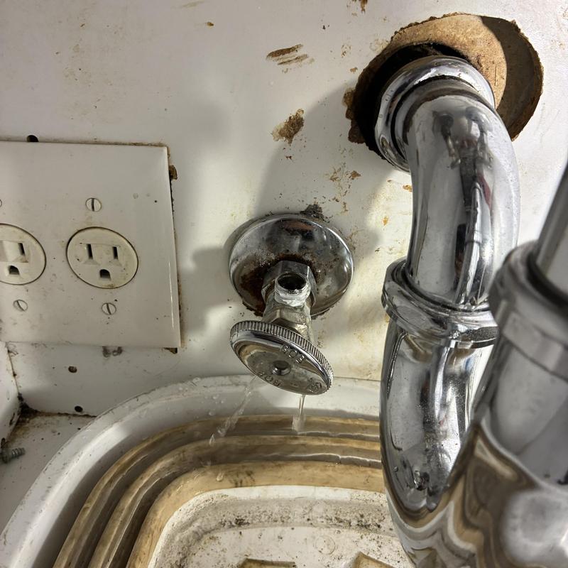Kitchen sink angle stop valve leaking water