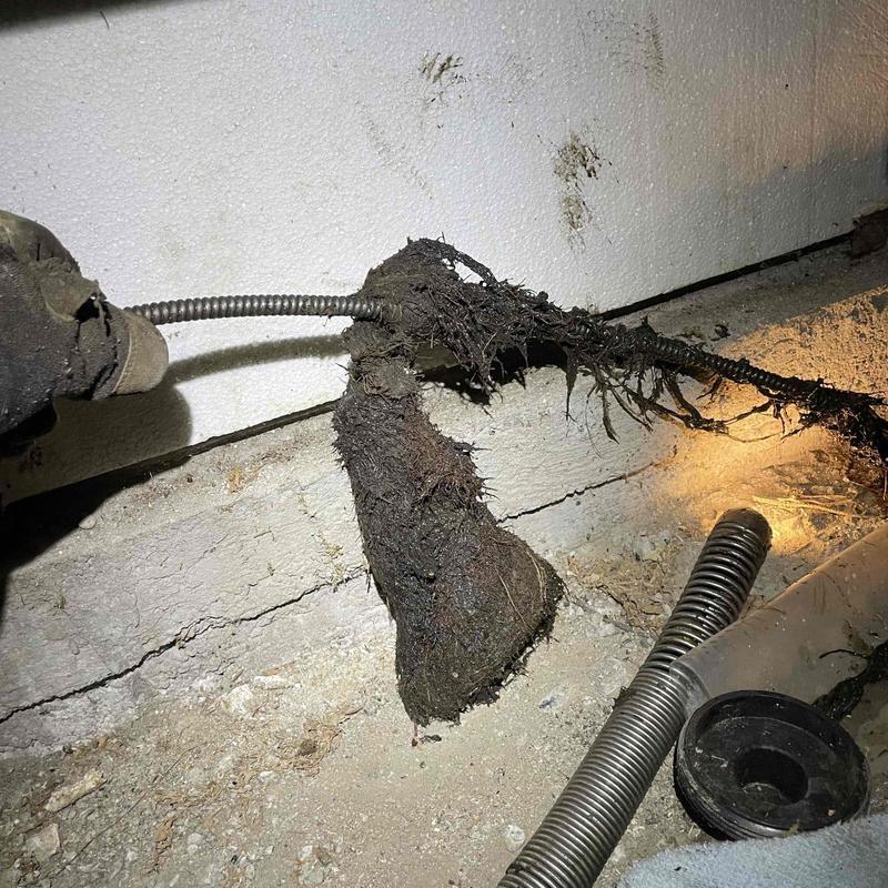 Sewer mainline root clog removal with hose bib repair Sewer mainline root clog removal with hose bib repair
