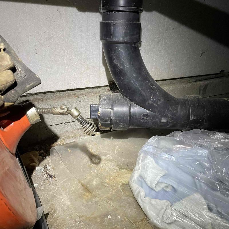 Sewer mainline with root blockage removed and flowing Sewer mainline with root blockage removed and flowing