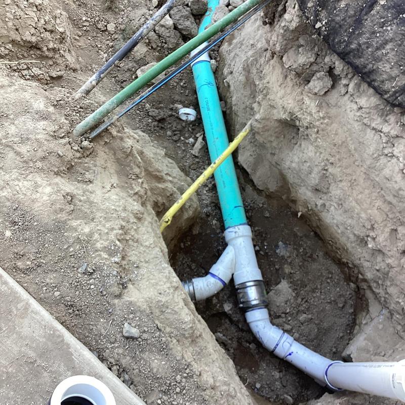 Sewer line excavation and PVC pipe installation Sewer line excavation and PVC pipe installation