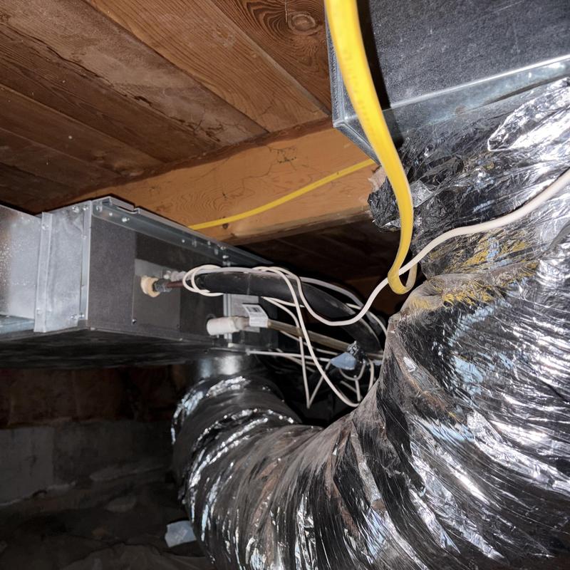 Mini-split concealed air handler and ductwork in crawlspace Mini-split concealed air handler and ductwork in crawlspace
