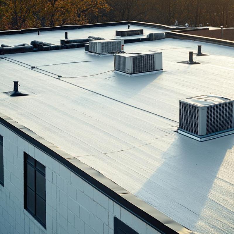 Commercial flat roof with HVAC units and vents Commercial flat roof with HVAC units and vents