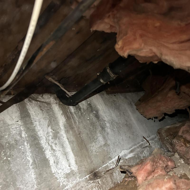 Kitchen drain pipe with no crawl space grade and insulation