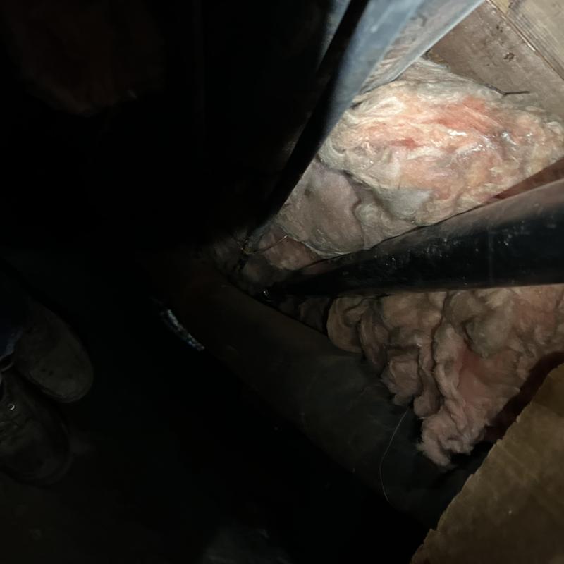 Kitchen drain pipe and crawlspace insulation
