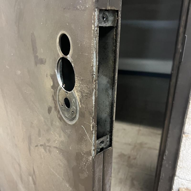 Mortise lock door with removed lock assembly