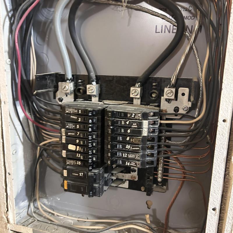 Air conditioning circuit breaker panel with wires Air conditioning circuit breaker panel with wires