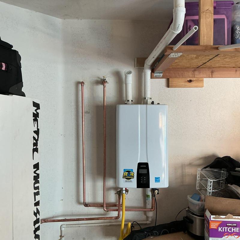 Navien 210A tankless water heater installation with piping