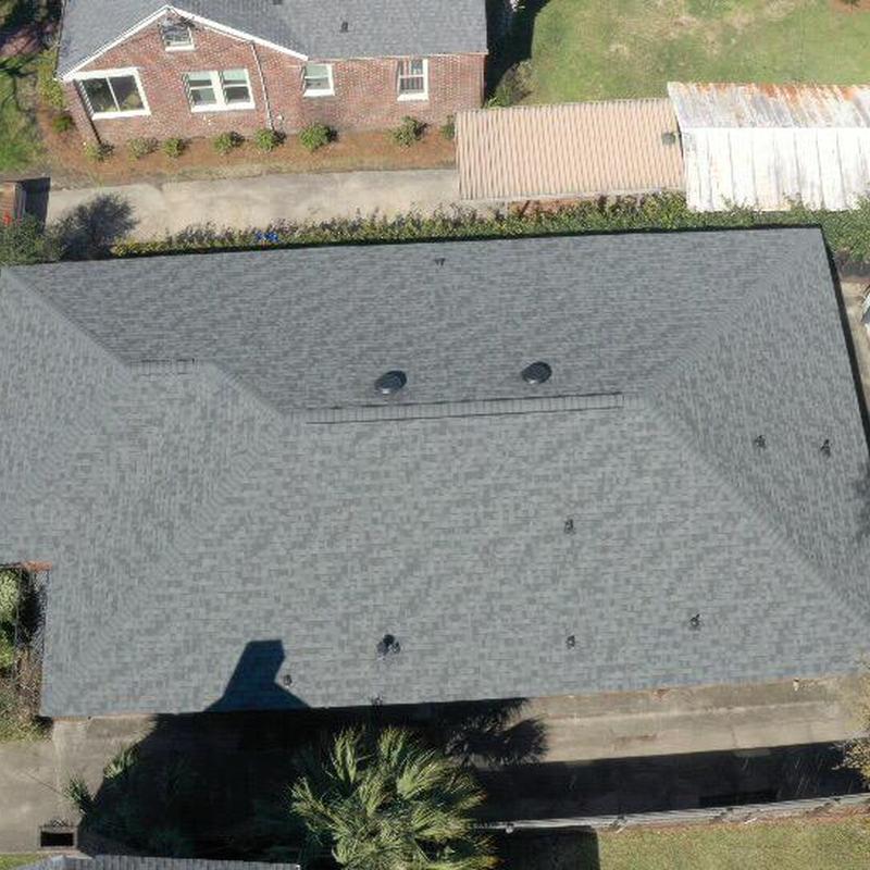 Duration Williamsburg Gray shingle roof with vents