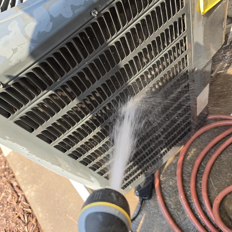 Goodman condenser coil cleaning with water spray